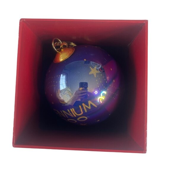 Millennium 2000 Blue Glass Ornament In Original Box Distributed By J.C. Penney - Picture 4 of 7